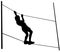 Extreme sportsman took down with rope. Man climbing vector silhouette.