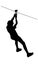 Extreme sportsman took down with rope. Man climbing vector silhouette.