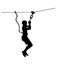 Extreme sportsman took down with rope. Man climbing vector silhouette.