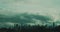 Extreme ultra wide view of the Toronto skyline on a stormy day with dramatic clouds.