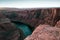 Extreme vacations outdoor. Canyon. Horse Shoe Bend on Colorado River. Horseshoe Bend in Page. Adventure place.