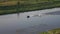 Extreme water sport. The man engages in water skiing on the Volga river in Rzhev.