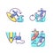 Extreme water sport RGB color icons set
