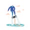 Extreme Water Sports Concept. Professional Fly Board Rider in Tropical Sea Making Stunts, Summer Vacation Outdoor Fun