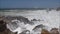 Extreme Wave crushing coast, Large Ocean Beautiful Wave, Awesome power of waves breaking over dangerous rocks