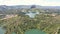 Extreme wide drone shot of nature in guatape colombia