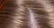 extremely close-up, detailed. parting hair with a comb