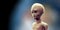 Extremely detailed and realistic high resolution 3D illustration of an extraterrestrial grey Alien. Shot with blurred background.