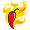 Extremely hot red chili pepper on fire