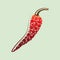 Extremely hot red chilli pepper placed on white background