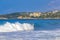 Extremely huge big surfer waves at beach Puerto Escondido Mexico