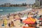 Extremely overcrowded North Cronulla beach on Australia day during the COVID-19 pandemic