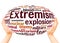 Extremism word cloud hand sphere concept