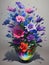 Exuberant Bloom Painting - An Expressive Floral Rhapsody, created with Generative AI technology