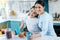 Exuberant mother and daughter having lunch together