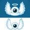 Eye with angel wings and banner