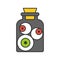 eye ball in jar, voodoo black magic, Halloween related icon outline design editable stroke