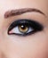 Eye with bright black glamour make-up