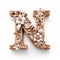 Eye-catching 3d Floral Letter N In Gold And Ivory