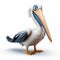 Eye-catching 3d Pixar Pelican Caricature On White Background