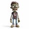 Eye-catching 3d Render Of Zombie Figurine On White Background