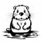 Eye-catching Black And White Beaver Illustration In Flickr Style