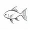 Eye-catching Black And White Fish Outline Illustration