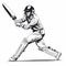 Eye-catching Black And White Silhouette Of Cricket Player