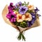 Eye-catching Bouquet Of Petunias: Dark Beige And Violet Flowers