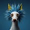 Eye-catching Chihuahua: A Surrealistic Ceramic Sculpture In A Blue Dot Wig