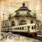 Eye-catching collage of vintage train stations
