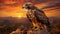 Eye-catching Desktop Picture: Mythological Hawk Sitting On Rock At Sunset