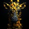 Eye-catching Giraffe Sculpture: Black And Yellow Flower Zbrush Art