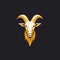 Eye-catching Goat Head Logo With Long Horns And Yellow Face On Black Background