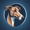 Eye-catching Greyhound Mascot Logo In Dark Cyan And Light Brown