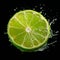 Eye-catching Lime Splash On Black Background