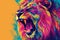 Eye-Catching Lion Art Ideal For Printing On Tshirts To Make A Bold Statement
