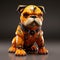 Eye-catching Orange Bulldog Figurine In Futuristic Digital Art Style