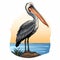 Eye-catching Pelican Standing On Stick: Traditional Landscape Tattoo Motif