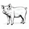 Eye-catching Pig Drawing: Clean And Sharp Inking On White Background