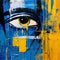 Eye-catching Pop Art Painting With Blue And Yellow Tones