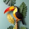 Eye-catching Toucan Paper Art Illustration With Varied Texture