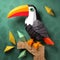 Eye-catching Toucan Paper Craft With Polygon Design