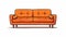 Eye-catching Vintage Minimalism: A Lively Cartoon Image Of An Orange Couch