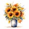 Eye-catching Watercolor Sunflower Bouquet Illustration On Glazed Earthenware