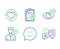 Eye checklist, Valet servant and Heart target icons set. Check eye, Smile chat and Time management signs. Vector