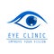 Eye clinic blue logotype. Ophthalmology company simple