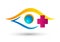Eye clinic, medical eye care logo on white background
