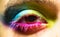 Eye with colorful neon paint fashion makeup