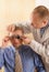 Eye doctor performing eye examination